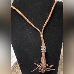 Adjustable Leather Tassel Skull Necklace
